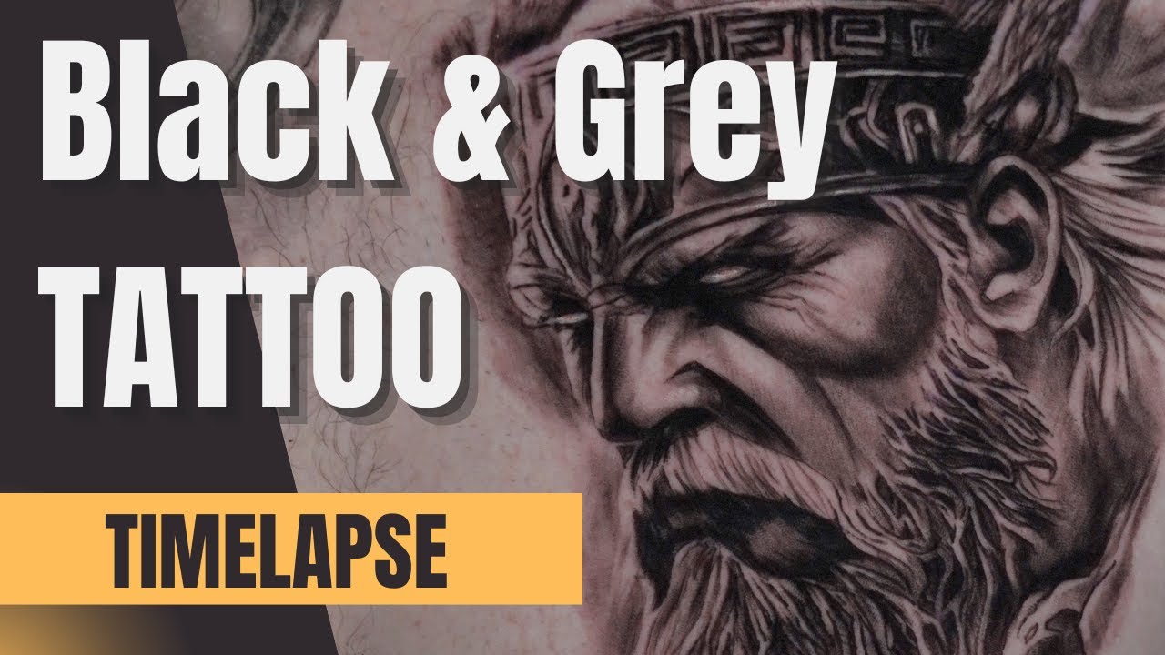 Black & Grey God Portrait Tattoo — Timelapse (Second Session of a 3-Piece Project)