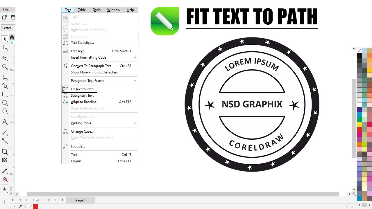 Fit Text to path|#coreldraw|#texttopath|#graphicdesign|#vectortext|#stamp|#texteffect|#textoncircle
