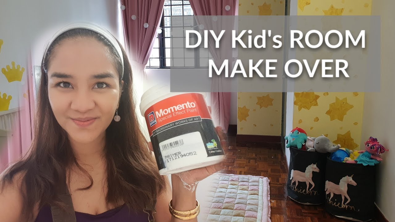Cat Bilik Tidur Anak Perempuan -  DIY Room Make Over + Minimalist Kids Room Tour