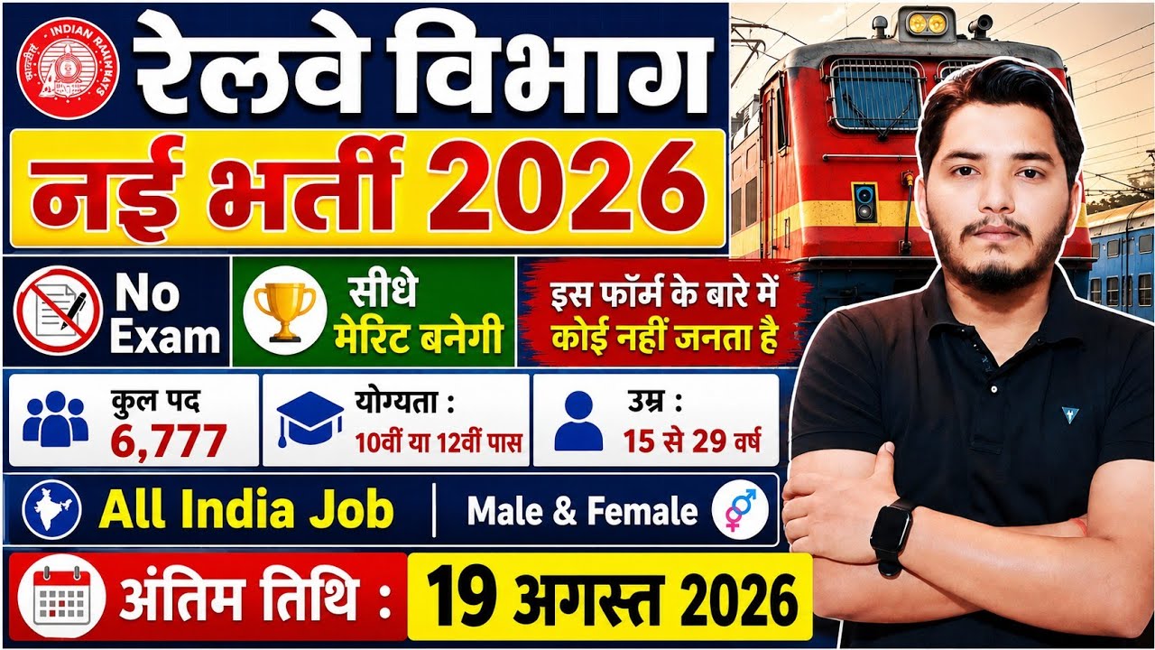 रेलवे भर्ती 2026, No Exam Job, Railway Vacancy 2026, 10th pass govt jobs 2026 | Latest govt job 2026