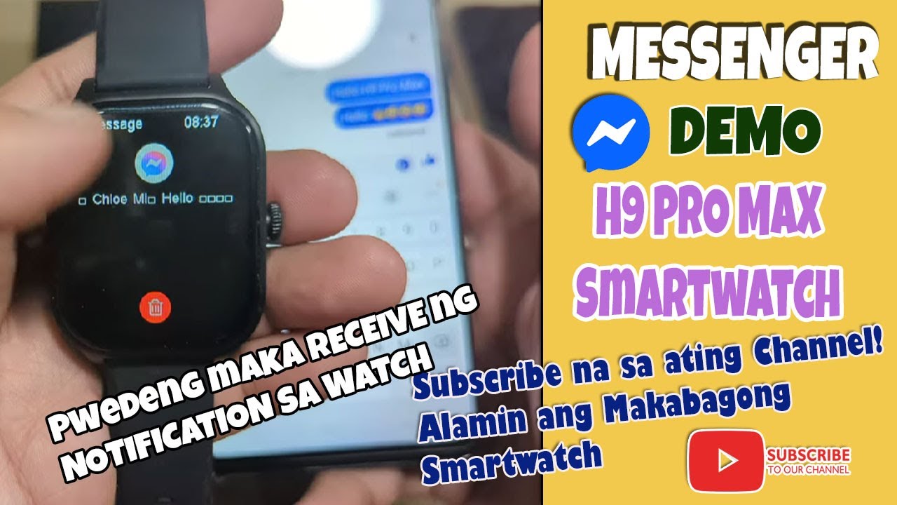 Messenger Notifications Demo on H9 Pro Max Smartwatch