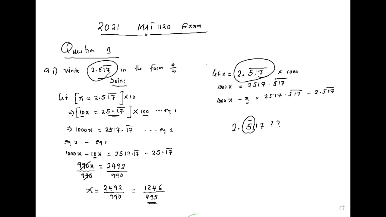 Real and complex numbers. 2021 exam revision