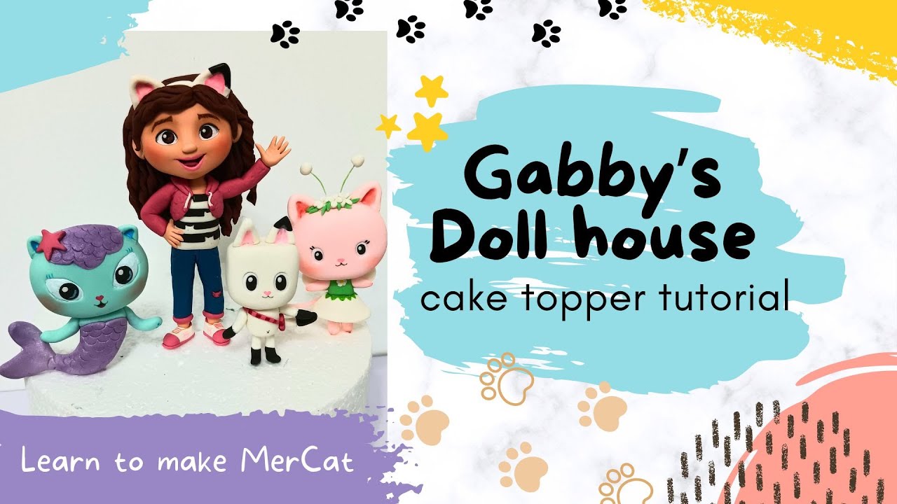 How to make MerCat Fondant character cake topper from Gabby's Dollhouse
