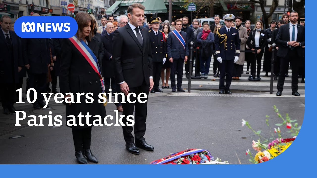 France honours victims of deadly Islamic State Paris attacks 10 years on | ABC NEWS