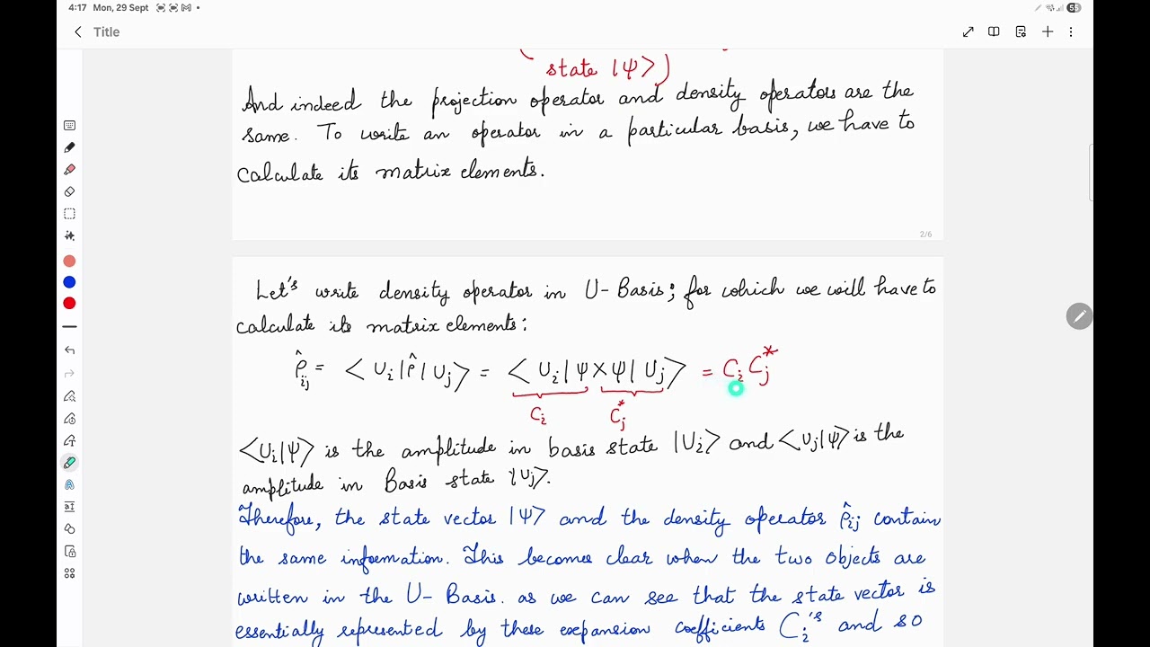 Density Operators for Pure and Mixed States