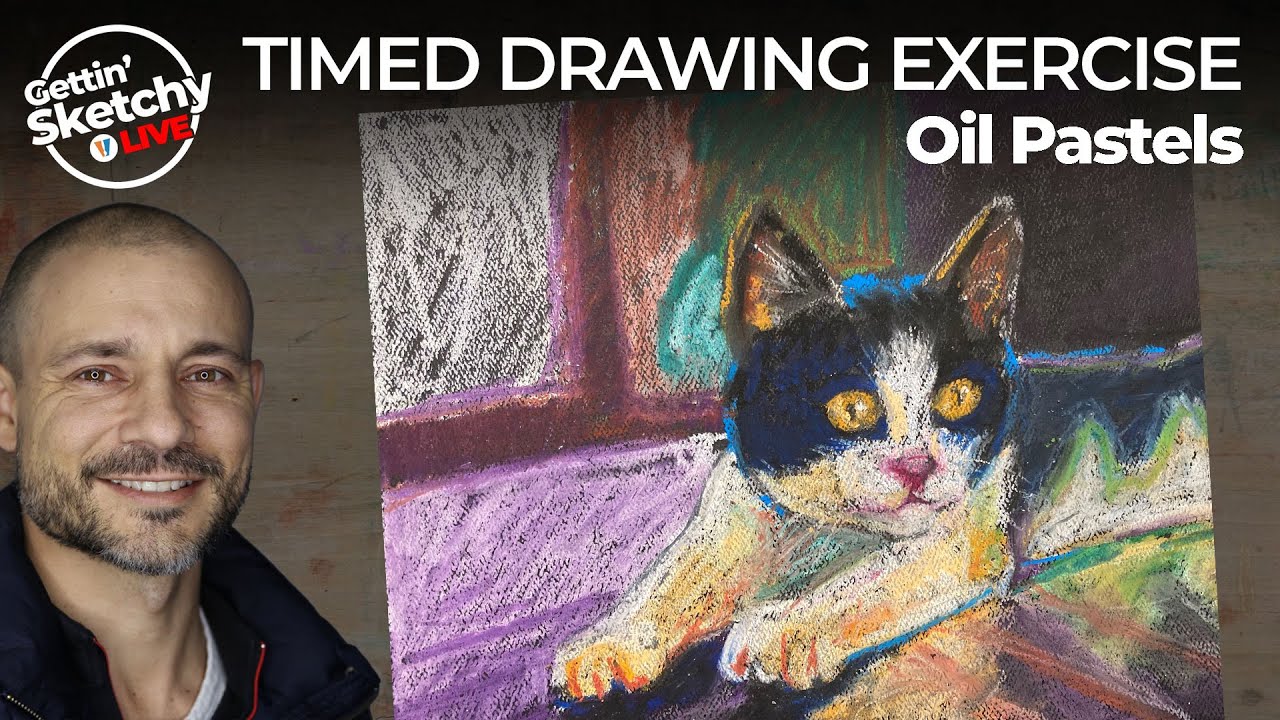 Gettin' Sketchy LIVE - Cat with Oil Pastels
