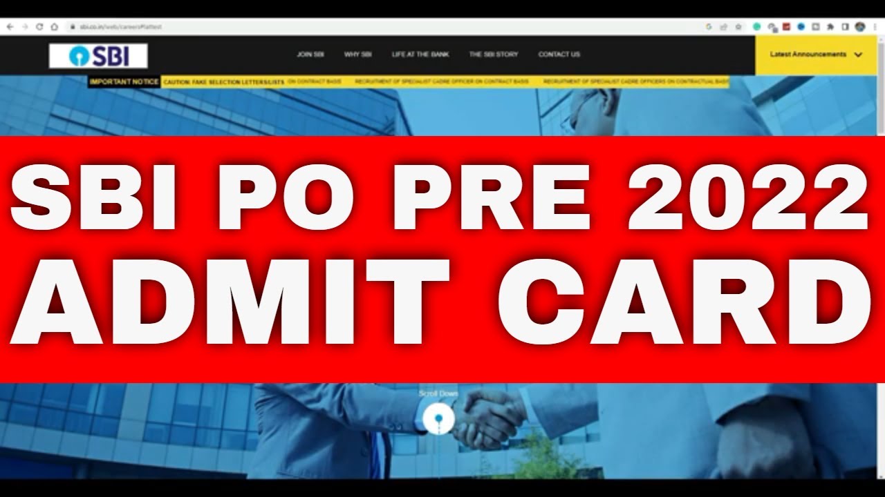 SBI PO PRE ADMIT CARD 2022