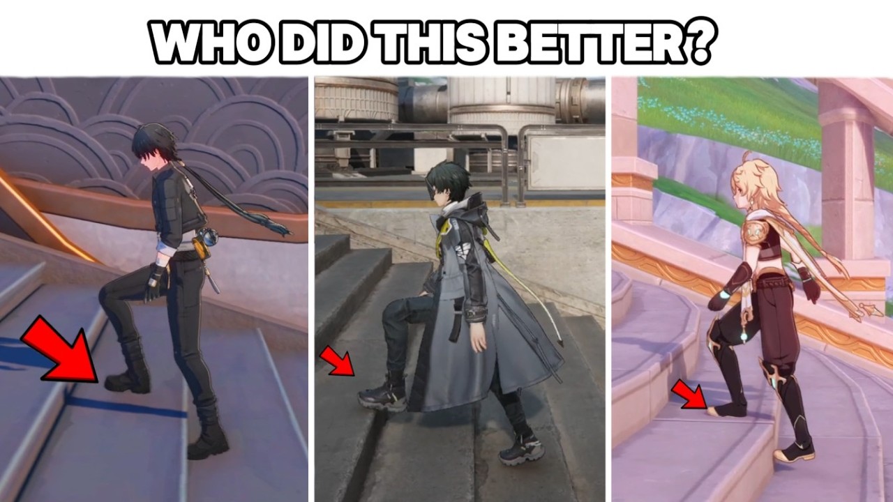 Stairs Walk Animation Comparison | Genshin vs Wuthering Waves vs Endfield
