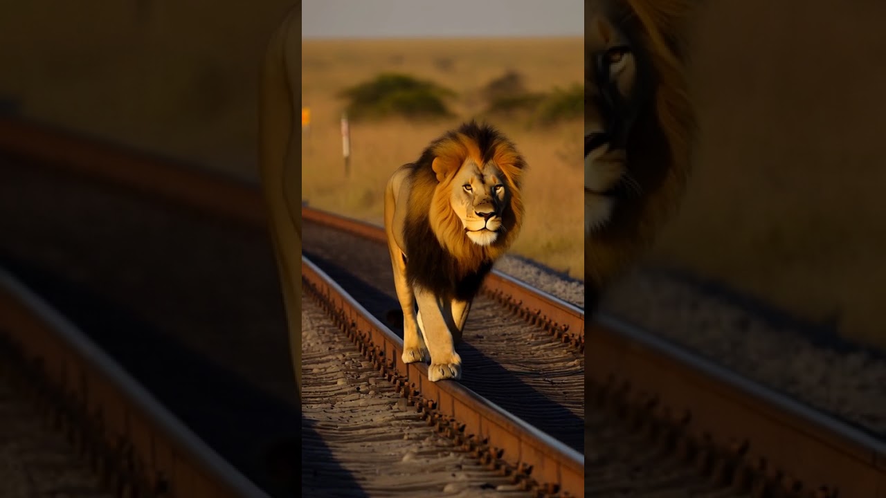 Lion Wants to Ride the Train!#lion #funnyanimal #trainadventure