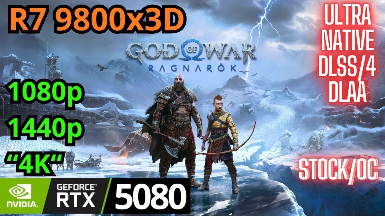 Тест производительности God of War Ragnarok на RTX 5080, RYZEN 7 9800x3D, 1080p, 1440p, 4K.