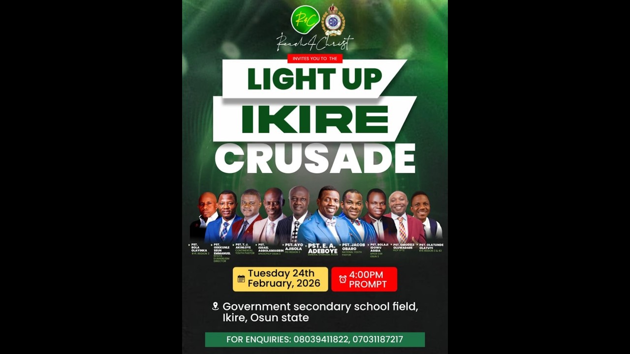 LIGHT UP IKIRE CRUSADE || 24TH FEBRUARY 2026 || #Reach4Christ #LightUpCrusade #PastorAdeboye