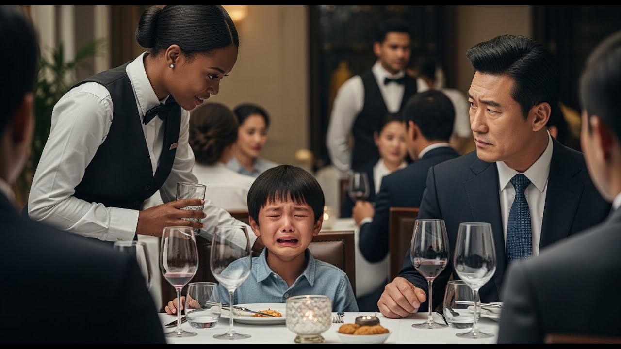 The Korean mafia boss's Son Kept Crying in the Restaurant —Until the African Waitress Said one thing