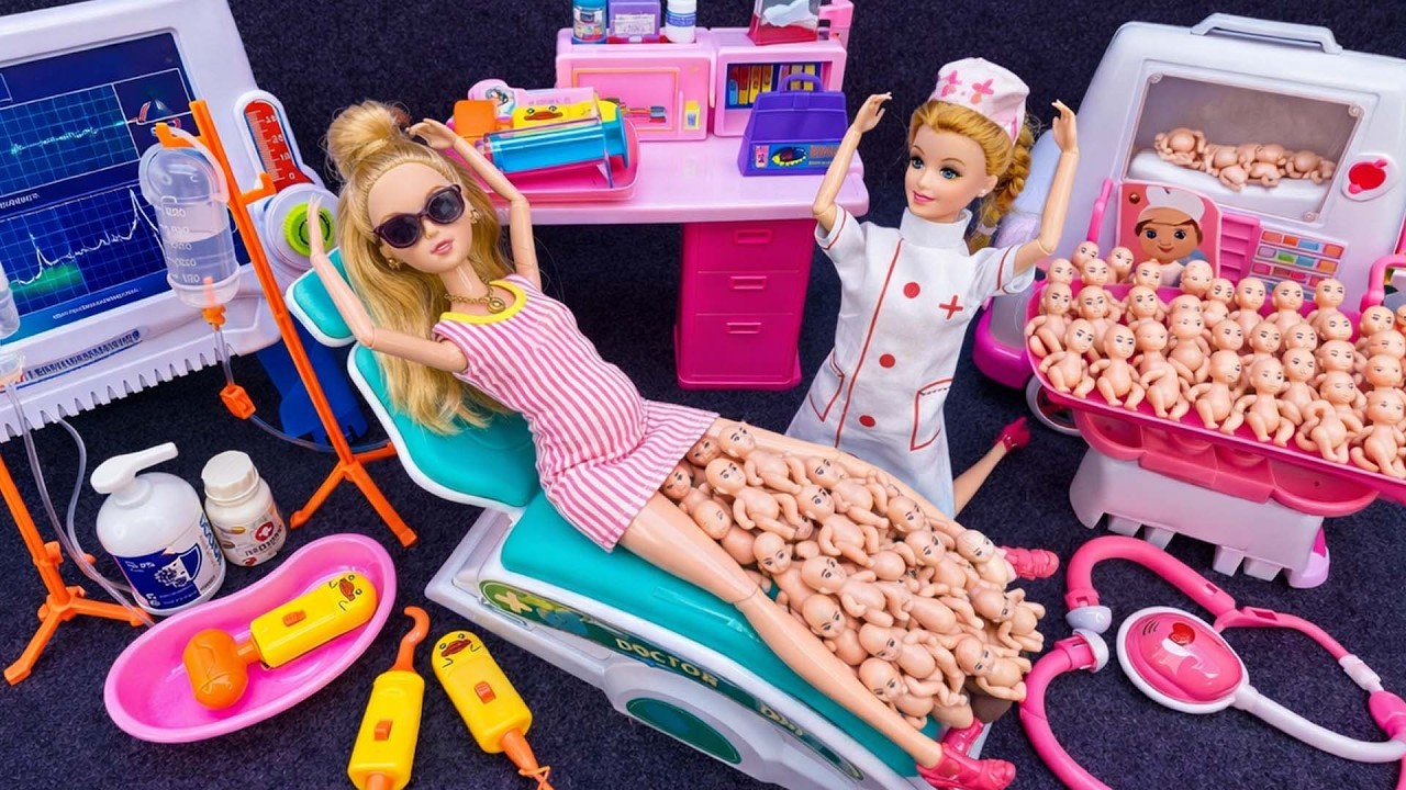 9 Minutes Satisfying with Unboxing Barbie Doll Family Playset, Cute Pinkfong Ambulance Car Toys ASMR