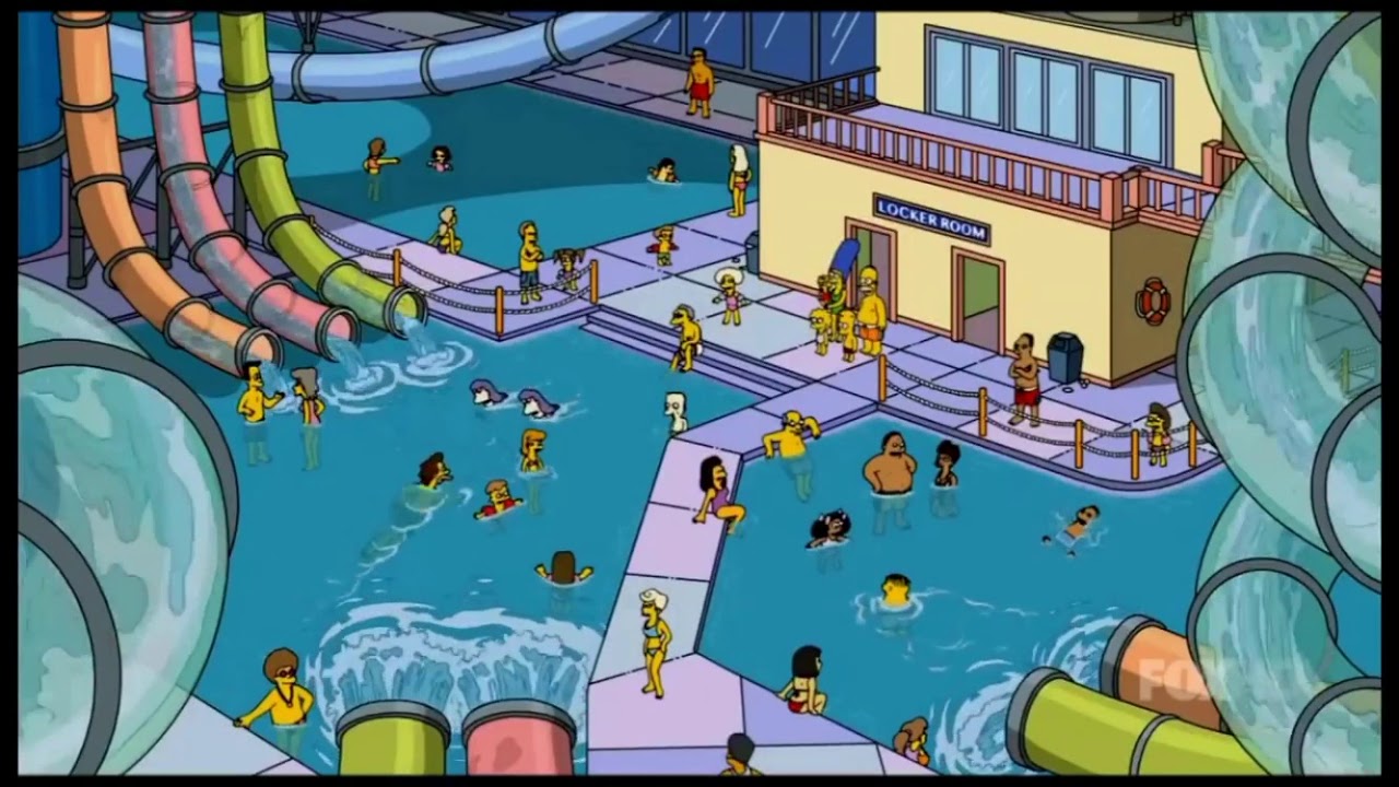 The simpsons go to an indoor swimming pool