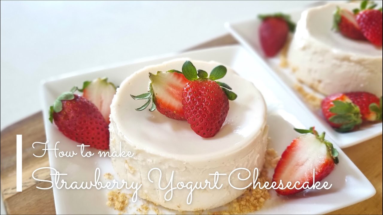 Easy Strawberry Yogurt Cheesecake - No bake, No cake mold