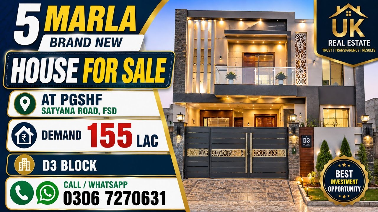 5 MARLA BRAND NEW HOUSE FOR SALE 