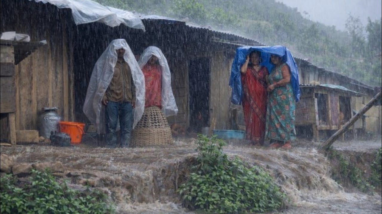 This is Himalayan Village || During the Heavy Rainy Season |Daily Activities People in Village Life