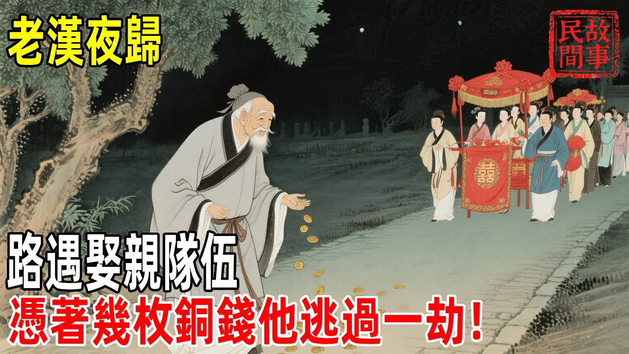 老漢夜歸，路遇娶親隊伍，憑著幾枚銅錢他逃過一劫！【巷陌故事會】#故事#民间故事#故事会#民間故事#故事會#温馨故事#民间传统故事