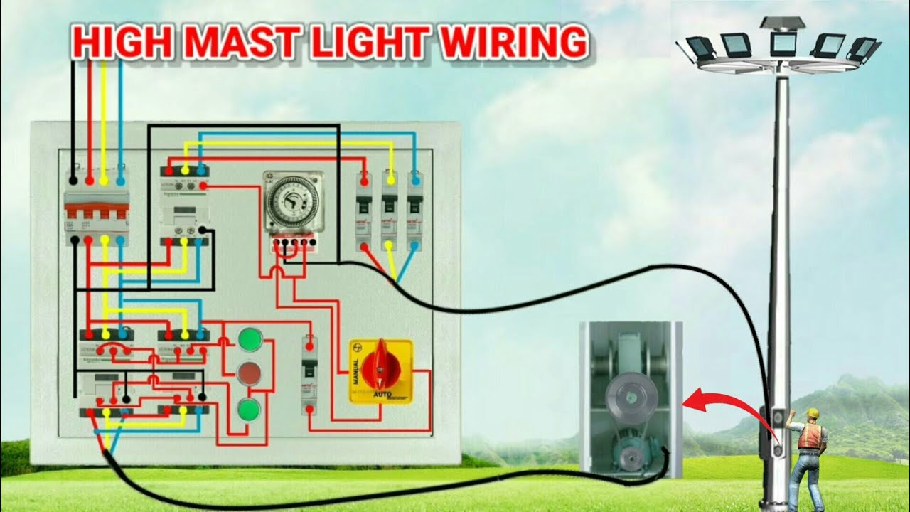 High mast light wiring||Street light wiring #electricalteluguofficial