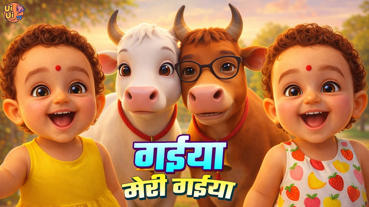 Gaiya Meri Meri Gaiya  In 2 Different Verse| Hindi Kids Song | Cute Cow Rhyme for Children |Ui Ui TV