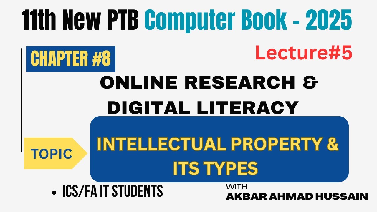 Intellectual Property & Its Types | Patents, Trademarks, Copyrights | 11th Class Computer Ch 8