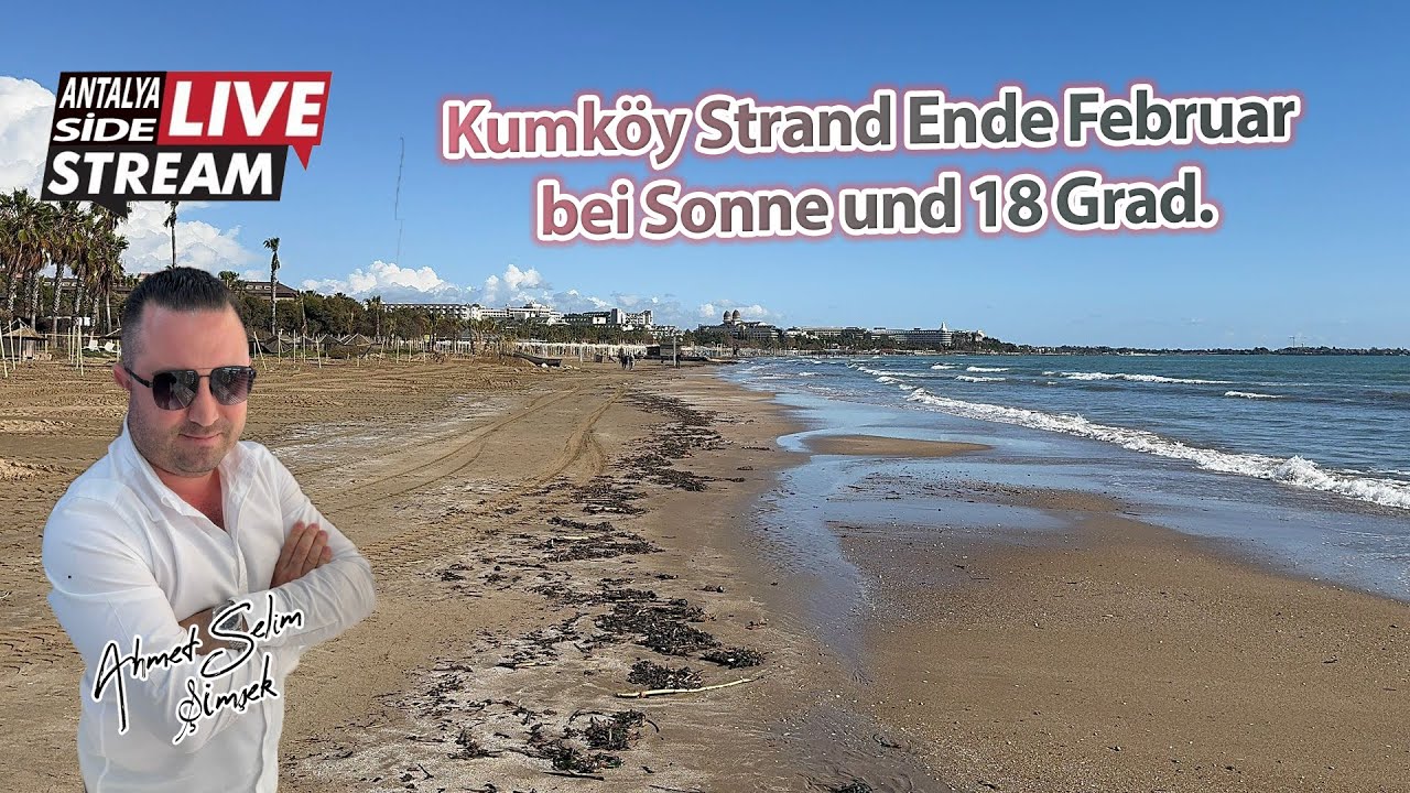 Kumköy Strand Ende Februar bei Sonne und 18 Grad.