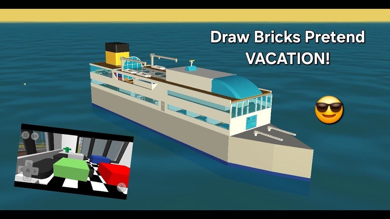 Cruise Ship Pretend VACATION in Draw Bricks! | Android Gameplay Film