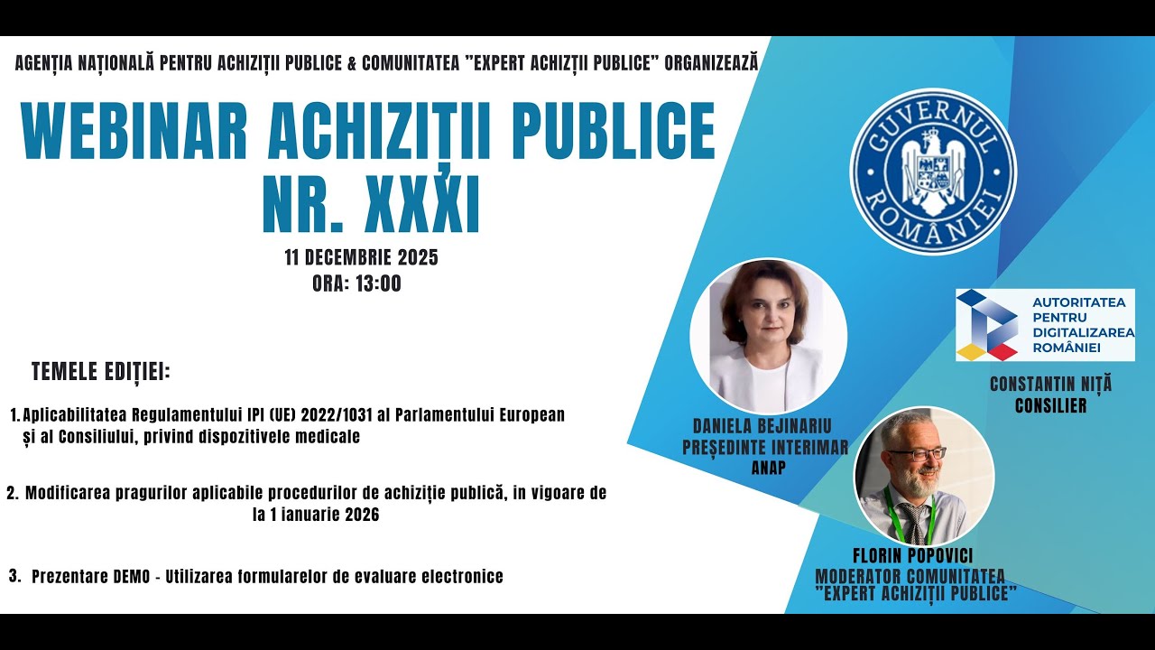 Webinar Achiziții Publice XXXI  11 decembrie 2025