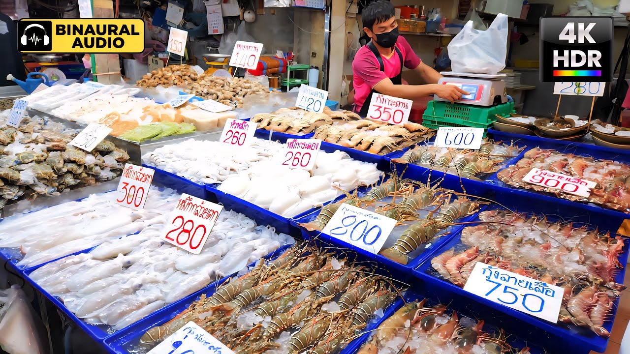 【4K HDR】Pattaya Naklua Seafood Market 🇹🇭 Fresh, Busy & Real | Binaural Audio ASMR