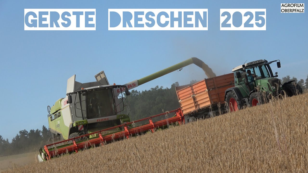 Claas Lexion 760 Montana drischt Wintergerste - Action mit Lohnunternehmen Ruhland
