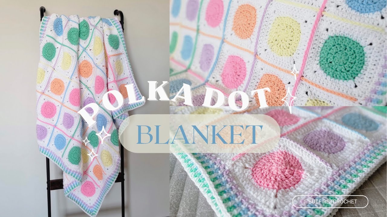 Crochet Polka Dot Circle Granny Square Blanket