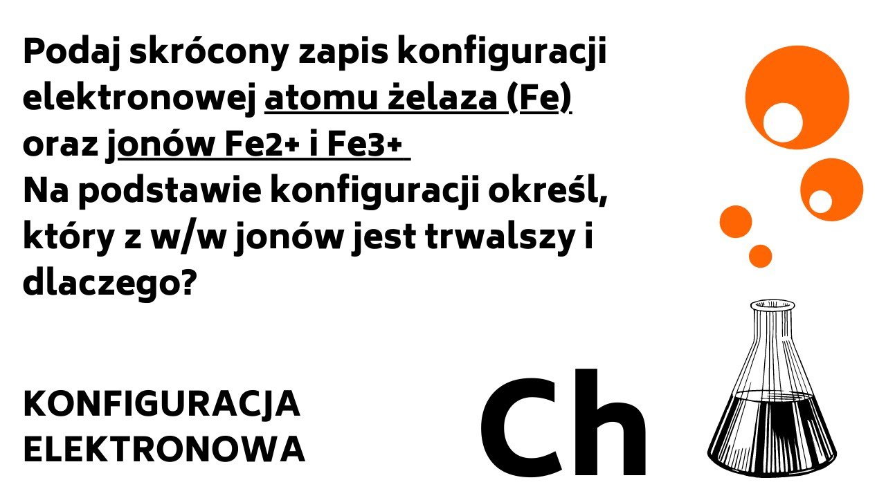 Konfiguracja Żelaza Fe oraz jonów Fe2+ i Fe3+ KONFIGURACJA elektronowa zadania KOREPETYCJE CHEMIA 16