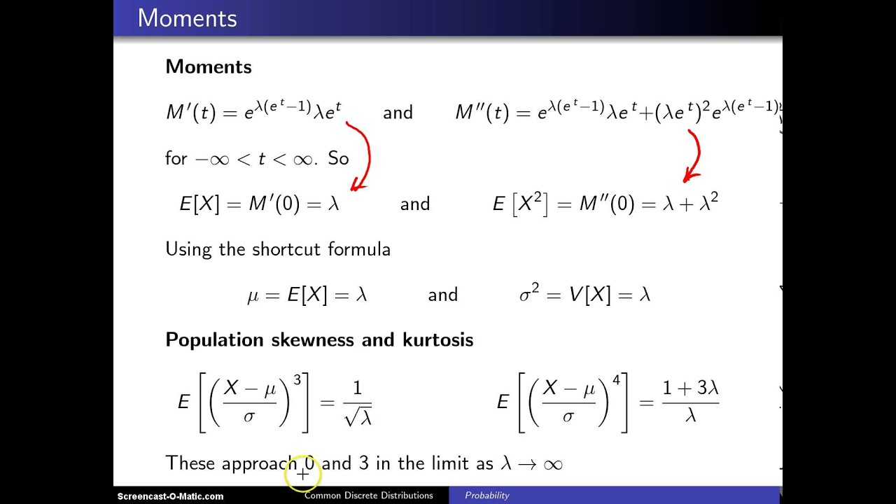 Poisson distribution moment generating function