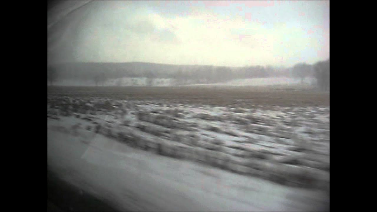Light but persistent snow along U.S. Route 6 near Pittsfield, Pennsylvania
