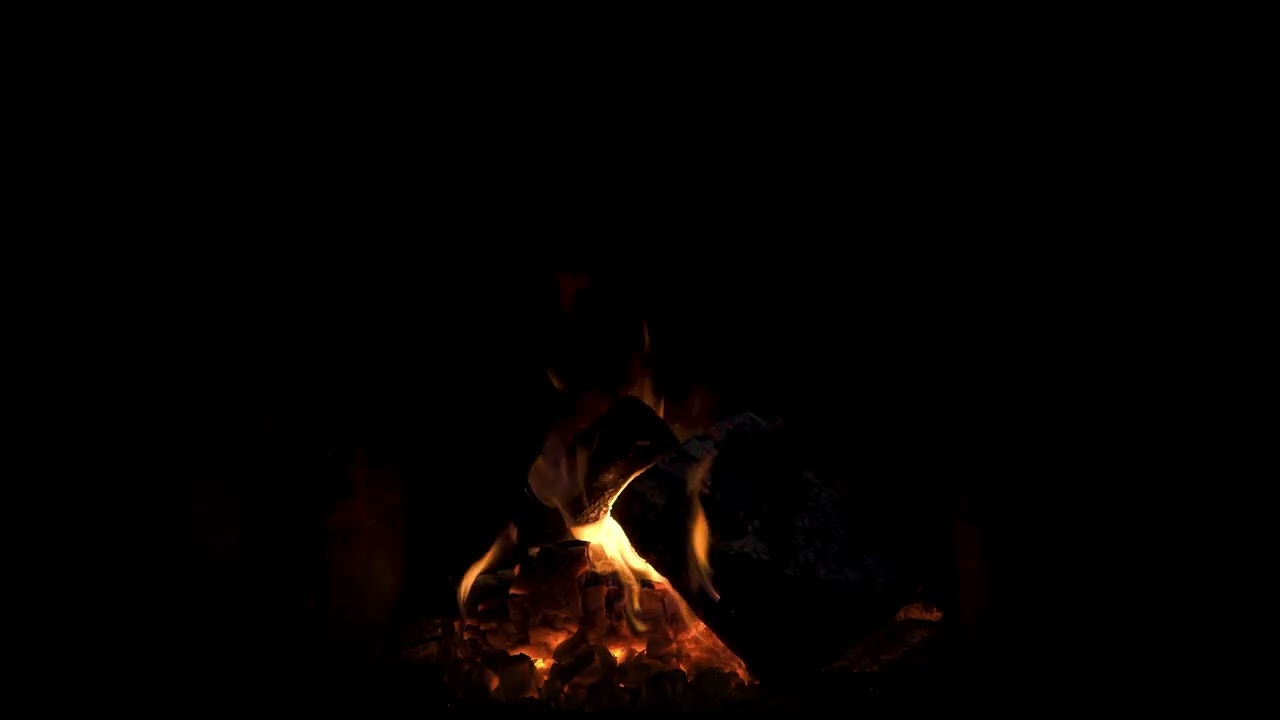 Night Fireplace with Crackling Fire Sounds 🔥Cozy Fireplace 4K. Dark Fireplace Noises Black Screen