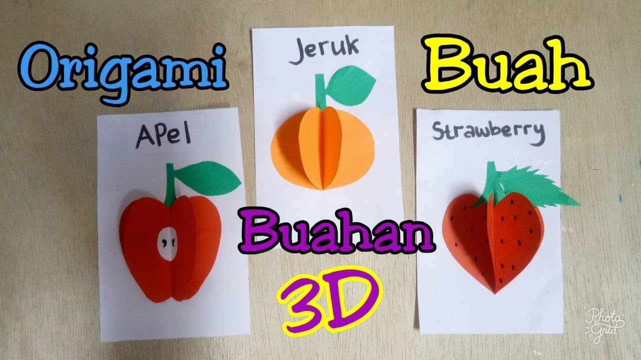 cara membuat origami buah buahan 3D / Karya Seni Aplikasi