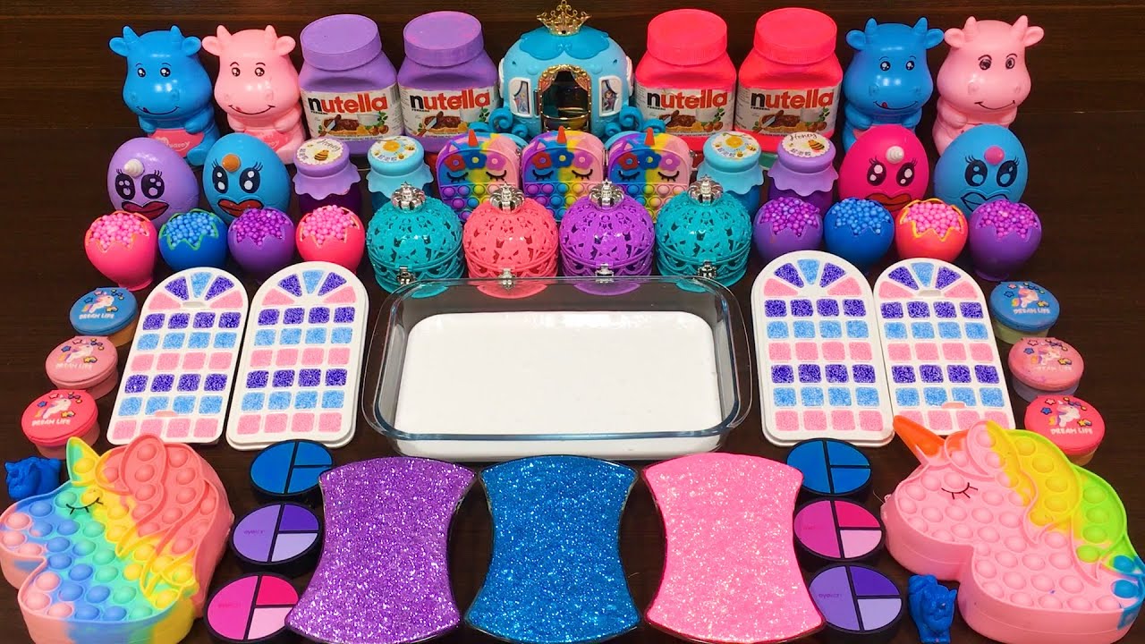 Mixing Makeup, Clay, Floam and More into GLOSSY Slime!!! Satisfying GALAXY Slime #9