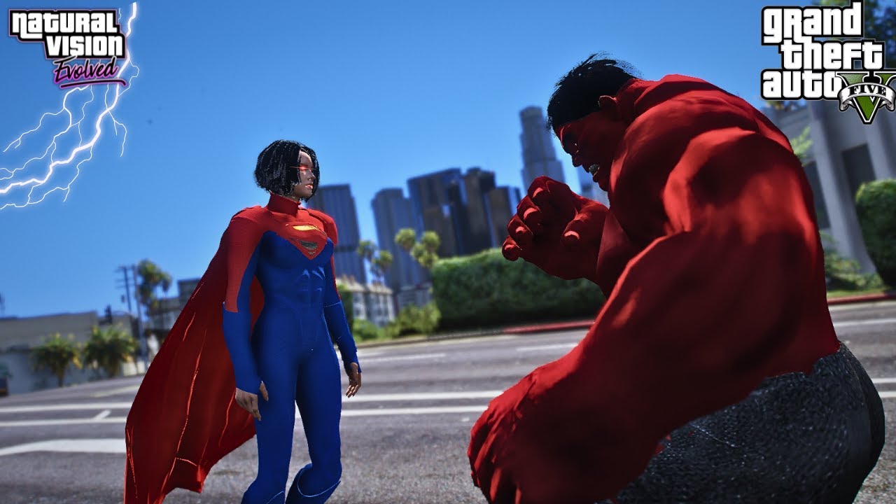 GTA 5 - Supergirl VS Red Hulk | Epic Death Battle!