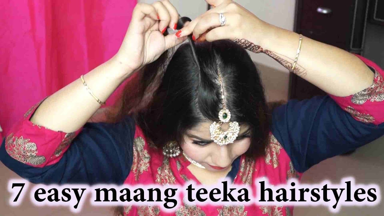 7 Easy Maang Teeka Hairstyles/ माँग टीका के लिए हेयर स्टाइल्स #hairstyles #hairstyletutorial