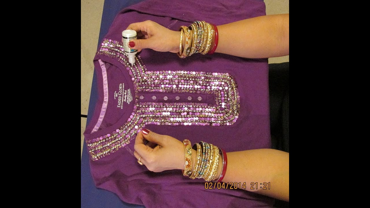 HOW TO DECORATE A T-SHIRT OR BLOUSE WITH SEQUINS AND BEADS AND GIVE IT A STUNNING LOOK.