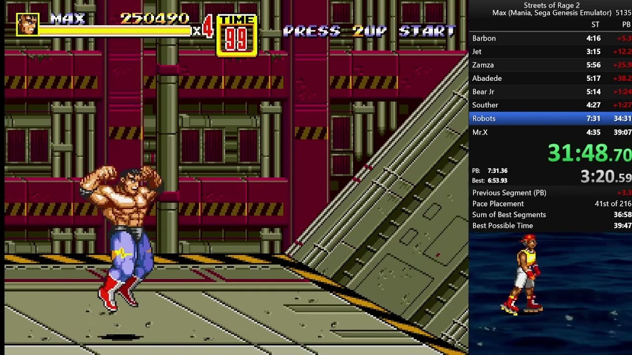 Streets of Rage 2 Max Mania Speedrun Gold Stage 7 6:48