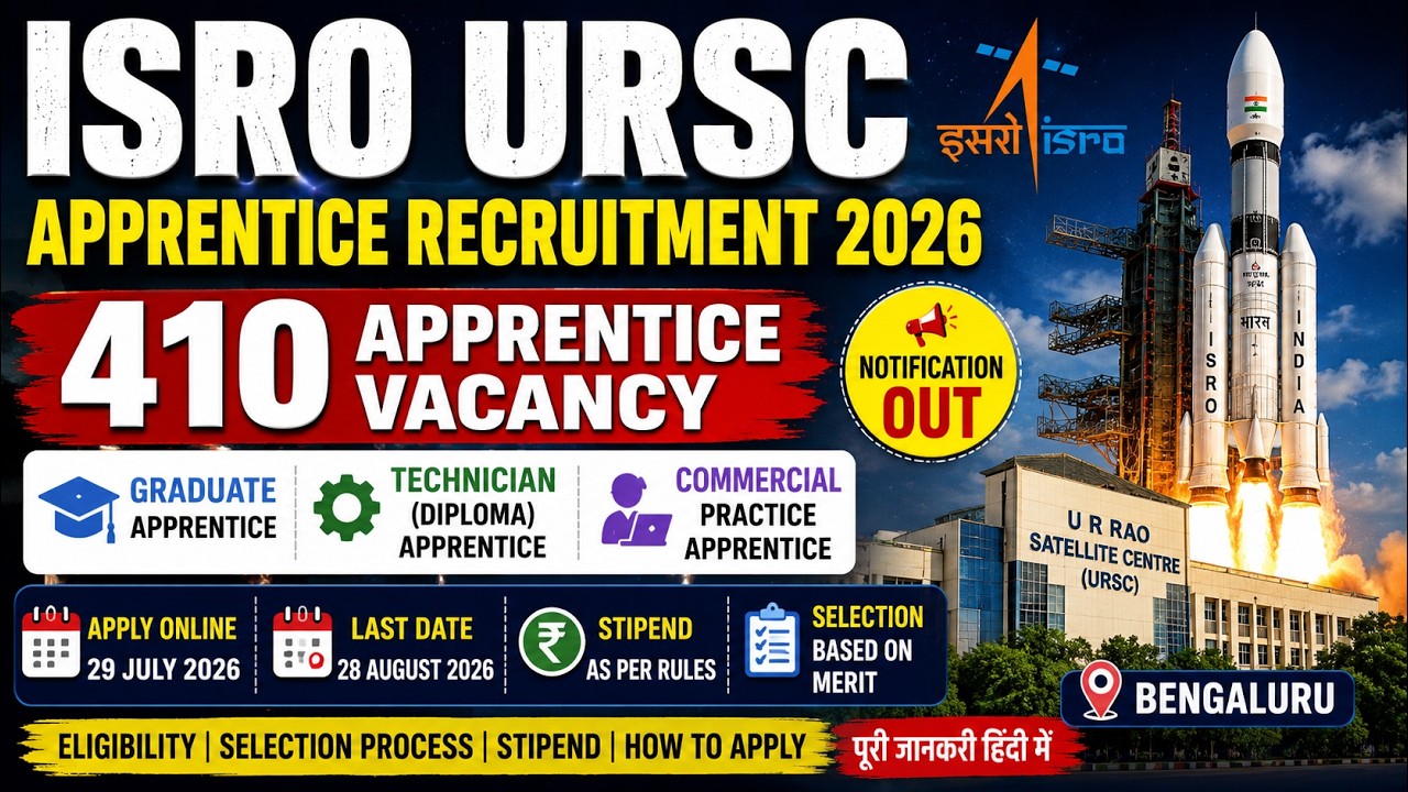 #ISRO URSC Apprentice #Recruitment 2026 | 410 #Apprentice #Vacancy | Apply  | ISRO Apprentice 2026
