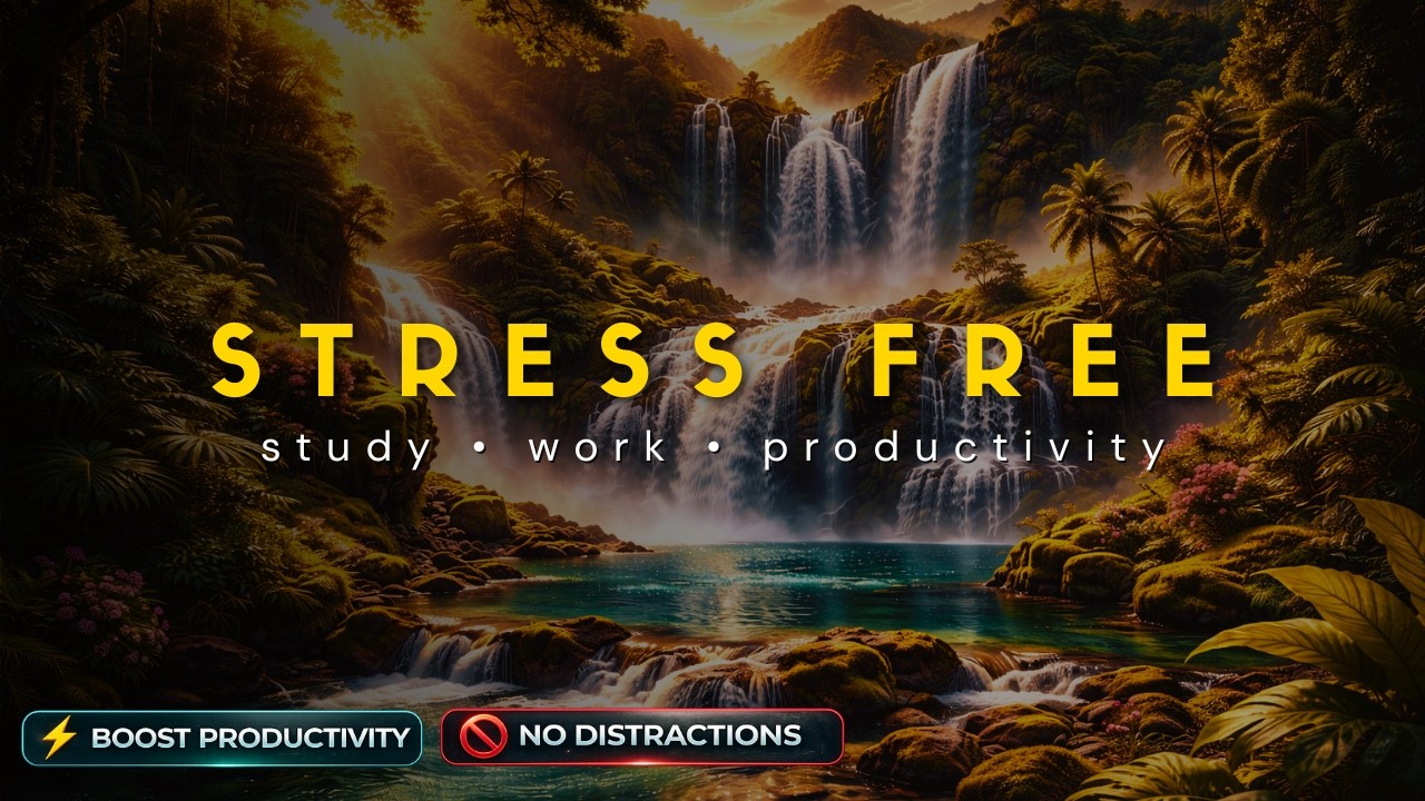 FOCUS MUSIC FOR WORK & STUDYING – SERENE NATURE FOREST WITH WATERFALL SOUNDS