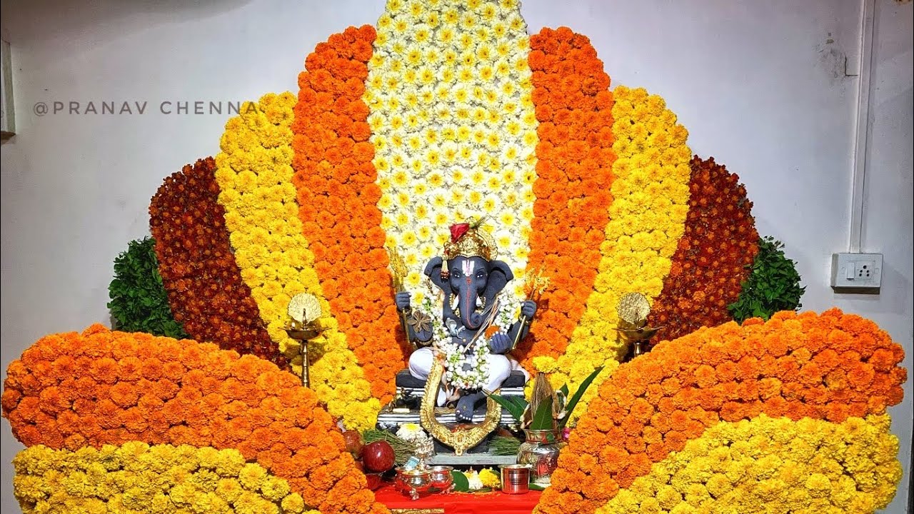 Best Home Ganpati Decoration 2022 | Eco-friendly Flowers Ganpati Bappa Decoration
