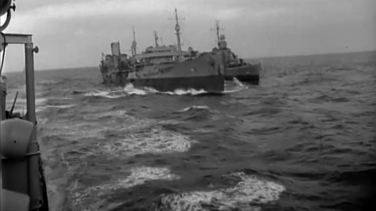 USS Nelson (DD-623); scenes aboard a convoy escort in the Atlantic, June 1943 -Footage