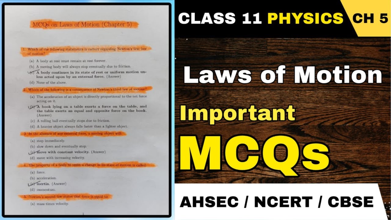 HS First Year Final Exam 2026: Previous Year MCQs | Chapter-wise | Chapter 5 : Laws of Motion