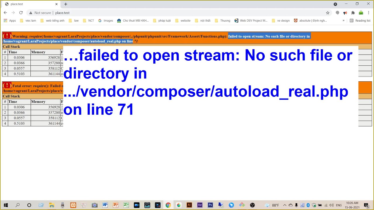 failed to open stream: No such file or directory in ../vendor/composer/autoload_real.php on line 71