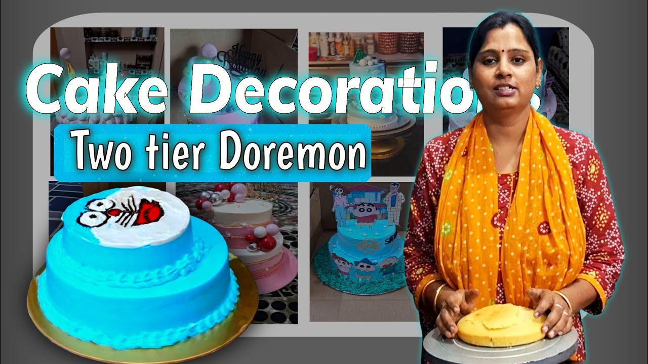 Easy Doraemon 2-Tier Cake Decoration Step by Step 💙 | Doraemon Cake Banane ka Aasan Tarika