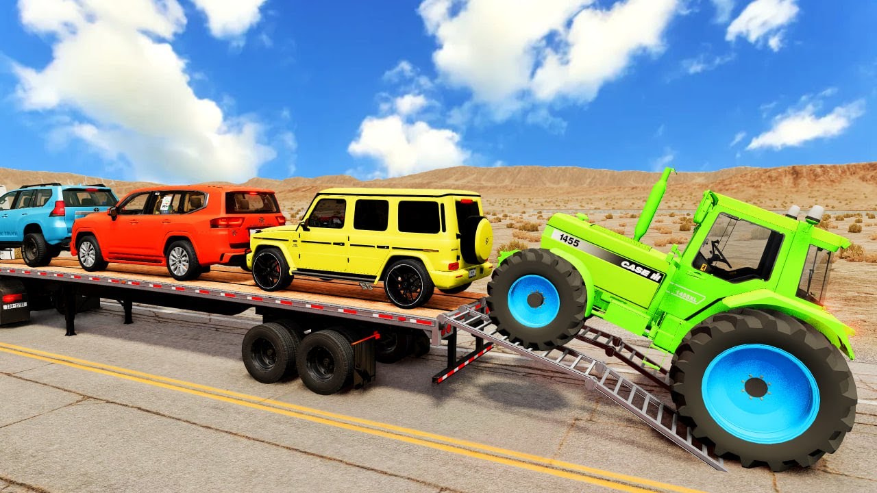 Flatbed Truck Mcqueen | Transportation with Truck - Pothole vs Car #006 - BeamNG.Drive