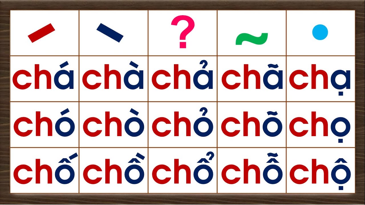 Tập đánh vần / Tổng hợp chuỗi đánh vần với chữ ghép tiếng việt lớp 1, với chữ CH và các dấu thanh